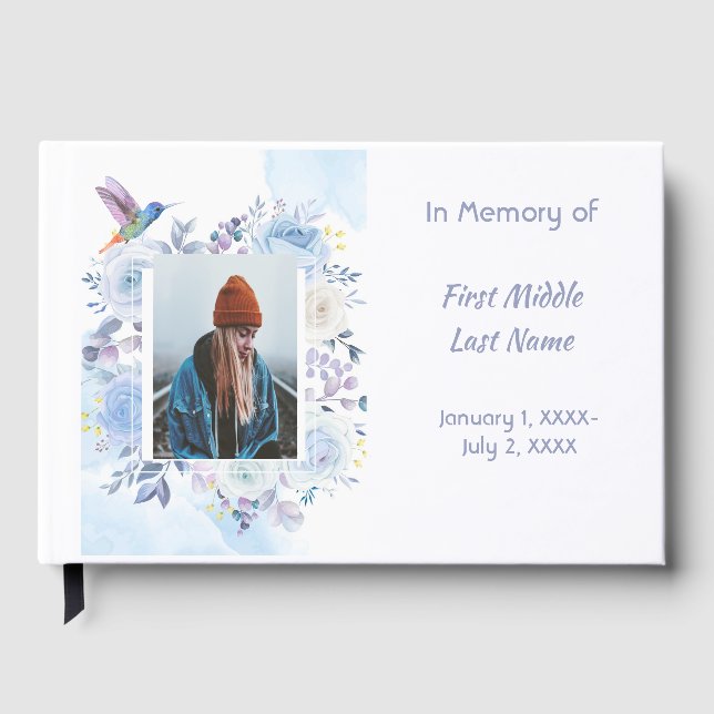 Libro de Invitados Memorial Colibrí Flores Azules (Anverso)