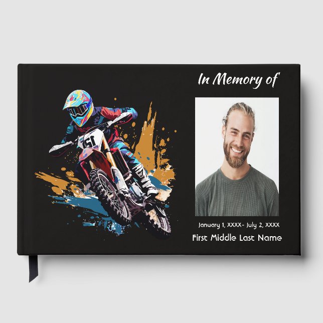 Libro de Invitados Memorial Foto Motocicleta Perso (Anverso)