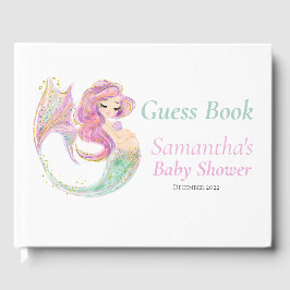 Libro de invitados Mermaid Baby Shower Pink Under 