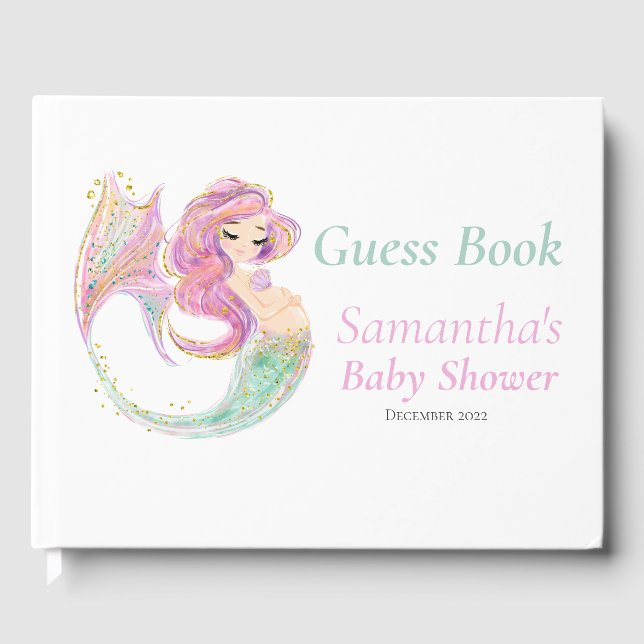 Libro de invitados Mermaid Baby Shower Pink Under  (Anverso)