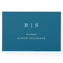 Libro de invitados minimalista y chic azul | borde