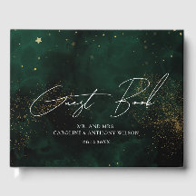 Libro de invitados Moderno color de agua negro ver