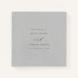 Libro de invitados moderno de papel gris con textu
