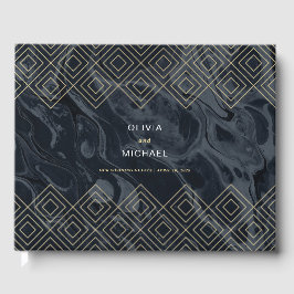 Libro de invitados Moody Hues Midnight Blue Marble