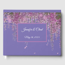 Libro de invitados morado floral (púrpura)