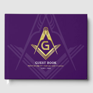 Libro de invitados morado y masónico de oro Masó