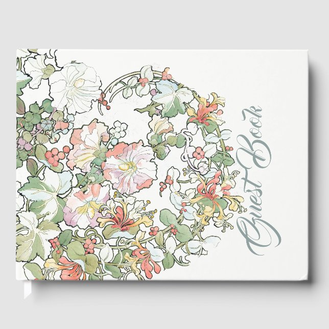 Libro de invitados Mucha Art Nouveau Honeysuckle F (Anverso)