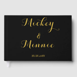 Libro de invitados negro clásico con texto persona