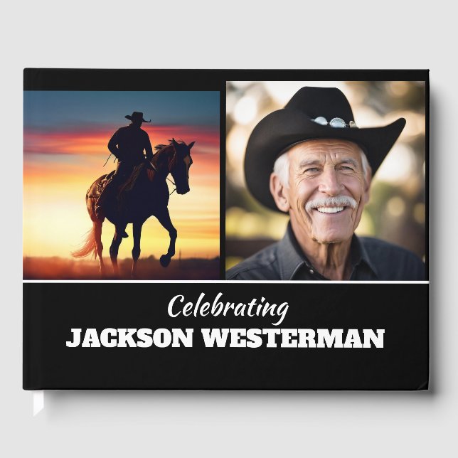 Libro de invitados negro de dos fotos (Anverso)