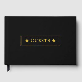 Libro de invitados negro elegante de 9"x6" para cu