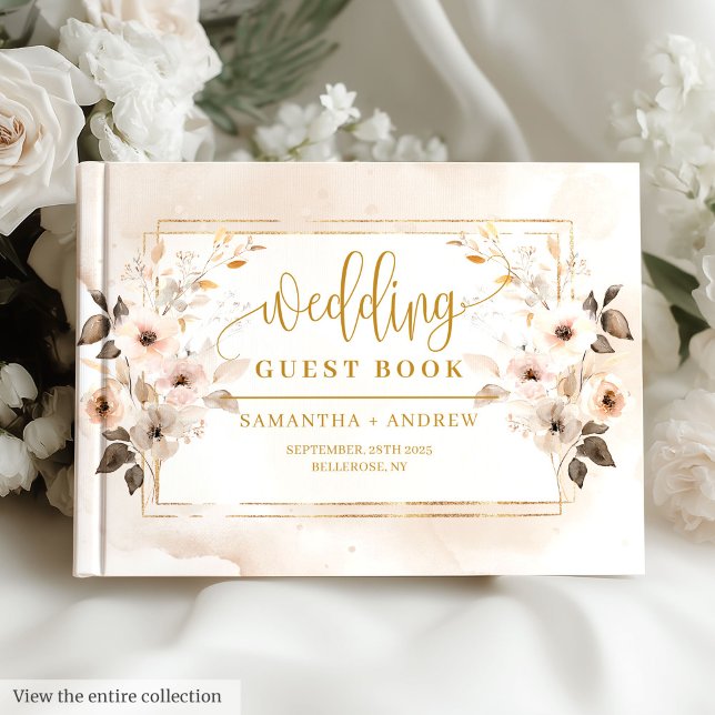 Libro de invitados Neutral and Gold Boho Autumn Bo (Neutral and Gold Boho Autumn Wedding Guest Book)