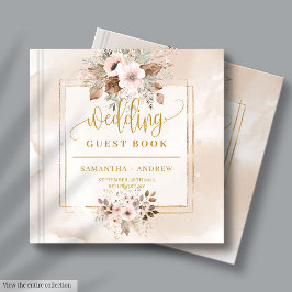 Libro de invitados Neutral Rubor and Gold Boho Bod
