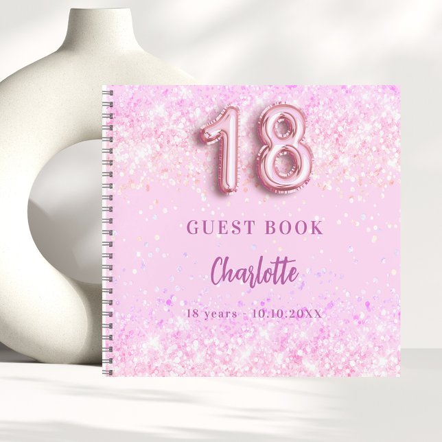 Libro de invitados nombre de confeti rosa de 18 añ (Subido por el creador)