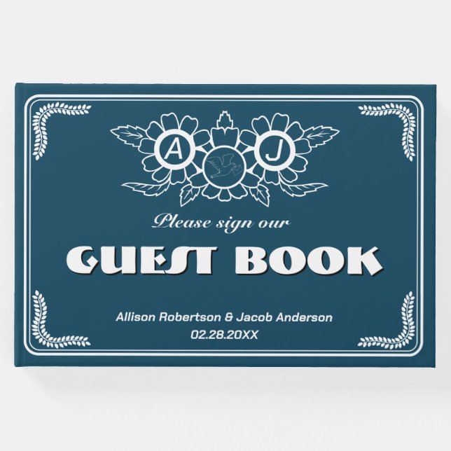 Libro de invitados Ocean Blue & White Boda (Anverso)