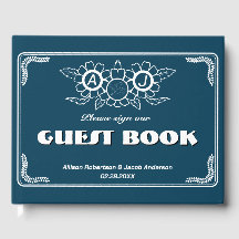 Libro de invitados Ocean Blue & White Boda
