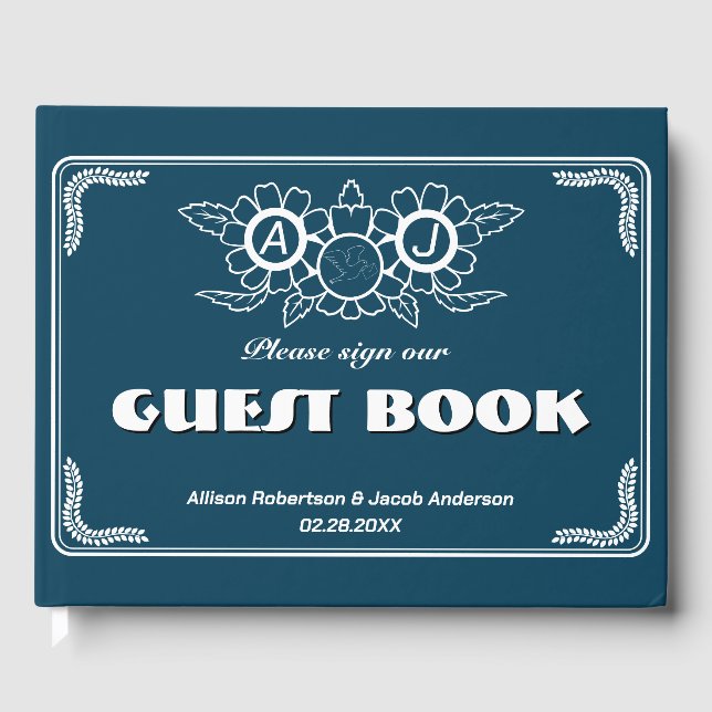 Libro de invitados Ocean Blue & White Boda (Anverso)