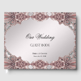 Libro de invitados ornamental rosa