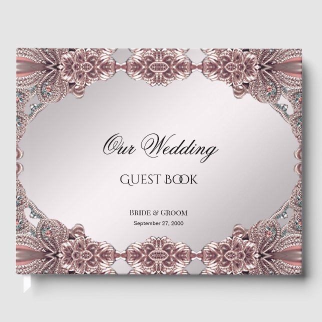 Libro de invitados ornamental rosa (Anverso)