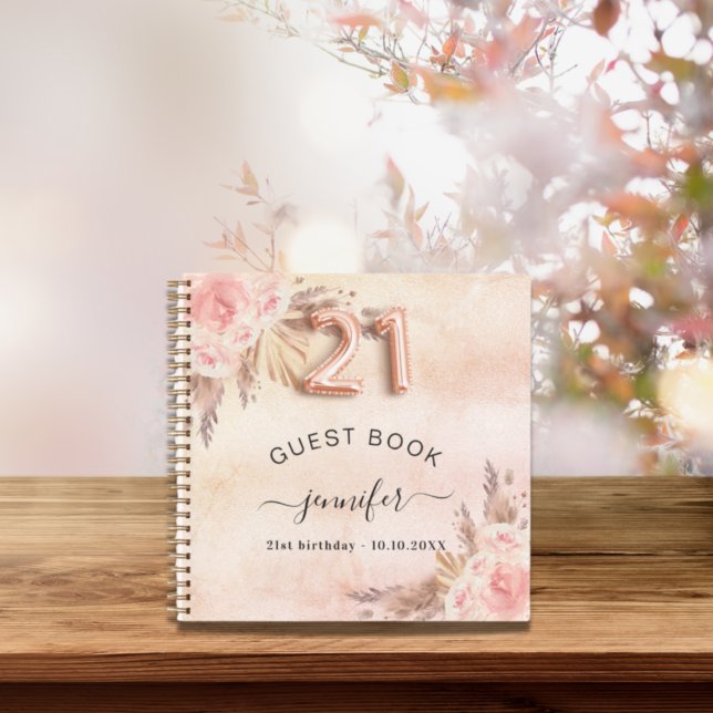 Libro de invitados oro de pampas rosa de hierba de (Subido por el creador)