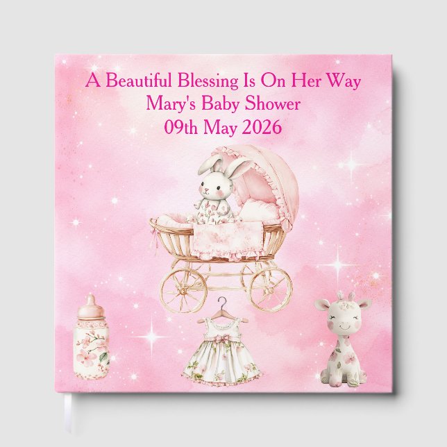 Libro de invitados para baby shower con estampado  (Anverso)