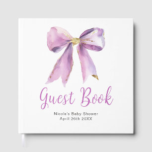Libro de invitados para baby shower con lazo coque