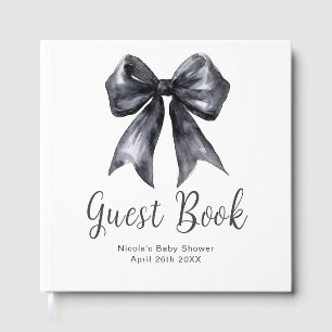 Libro de invitados para baby shower con lazo coque