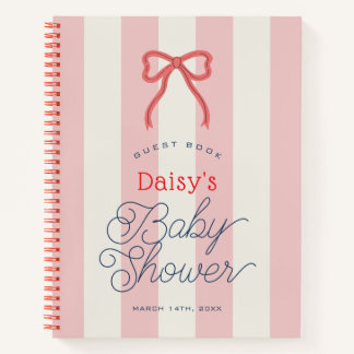 Libro de invitados para baby shower con lazo rojo 