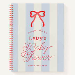 Libro de invitados para baby shower con lazo rojo