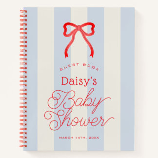 Libro de invitados para baby shower con lazo rojo 