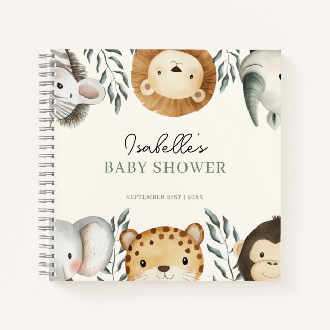 Libro de invitados para baby shower de animales de (Anverso)