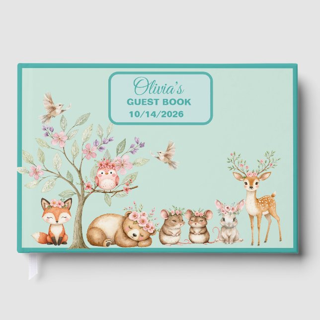 Libro de Invitados para Baby Shower de Animales Pr (Anverso)