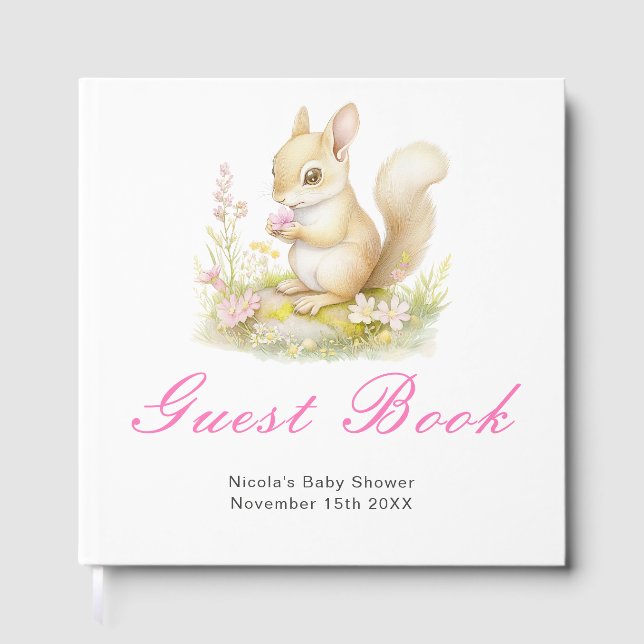 Libro de invitados para baby shower de ardilla de  (Anverso)