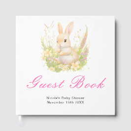 Libro de invitados para baby shower de conejito de