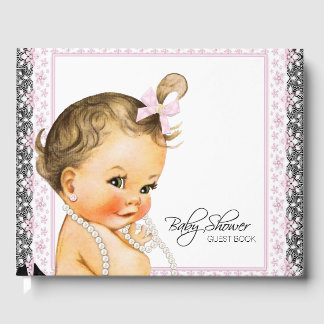 Libro de invitados para baby shower de niña dulce