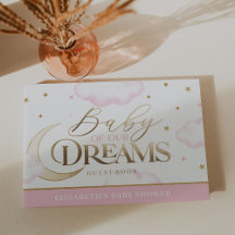 Libro de invitados para baby shower del bebé rosa