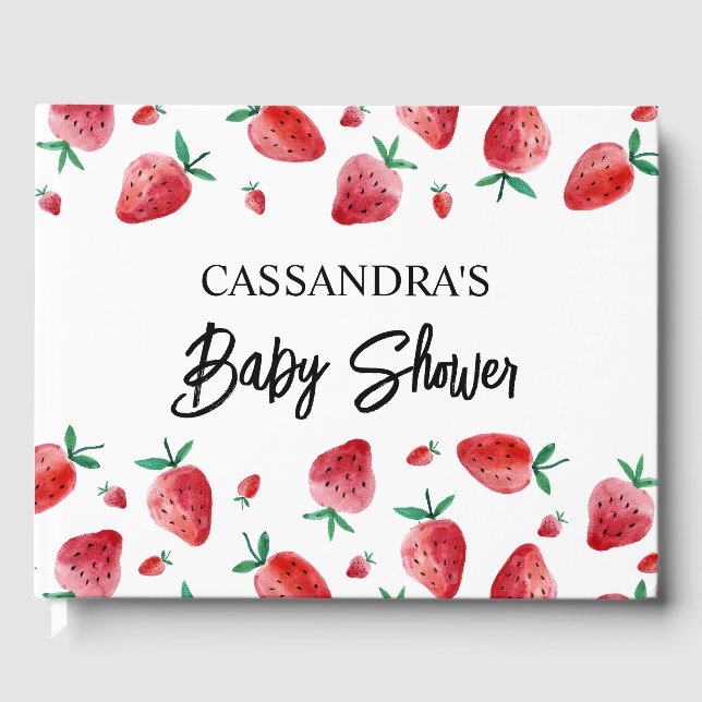 Libro de invitados para Baby Shower Fresa y Dulce  (Anverso)