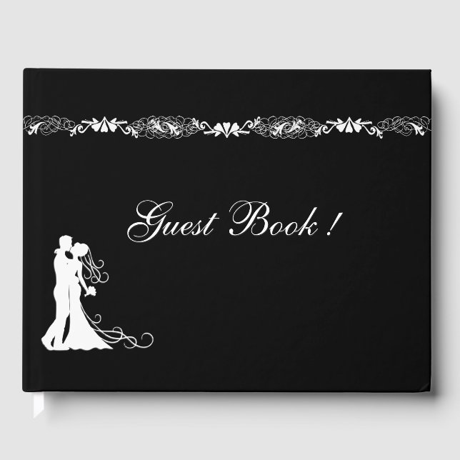 Libro de invitados para Bodas blancos y negros (Anverso)