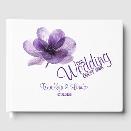 Libro de invitados para Bodas de flores moradas