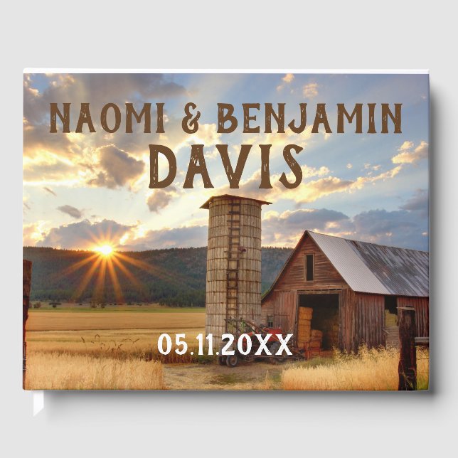 Libro de invitados para Bodas de granja y girasole (Anverso)