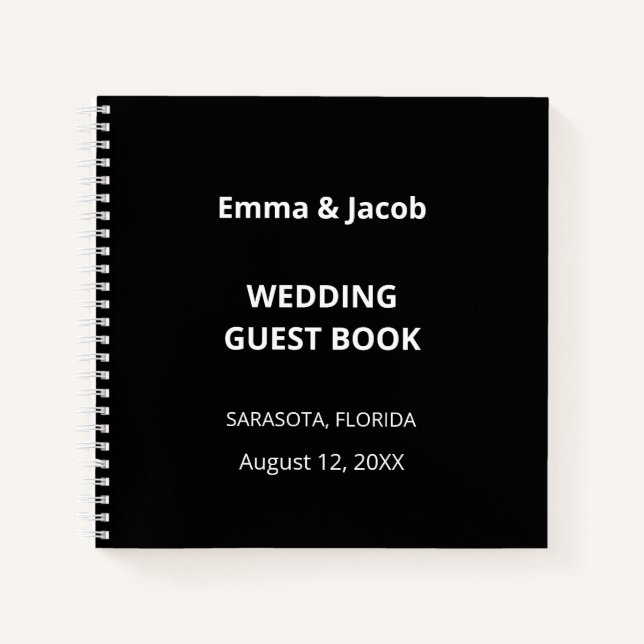 Libro de invitados para Bodas modernos negros (Anverso)