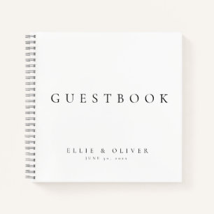 Libro de invitados para bodas negro y blanco elega