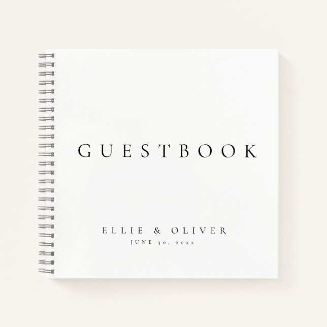 Libro de invitados para bodas negro y blanco elega (Anverso)