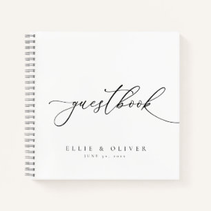 Libro de invitados para bodas negro y blanco elega