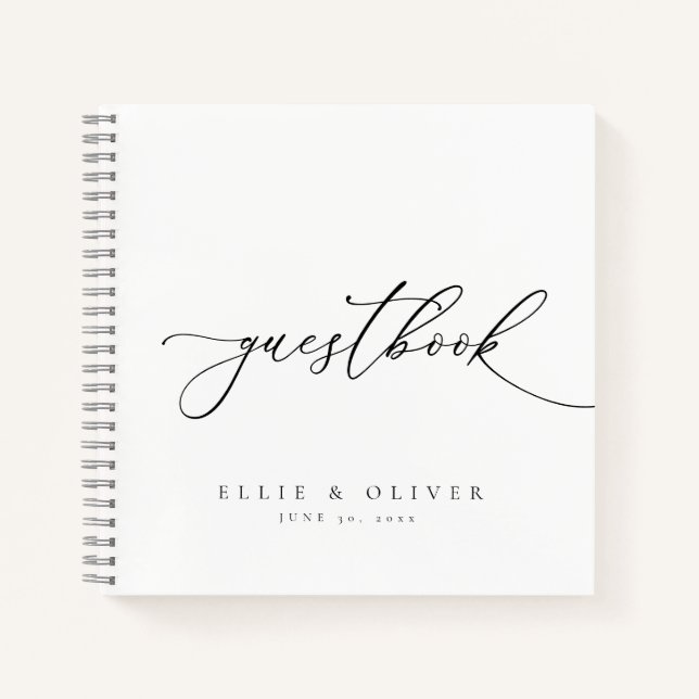 Libro de invitados para bodas negro y blanco elega (Anverso)