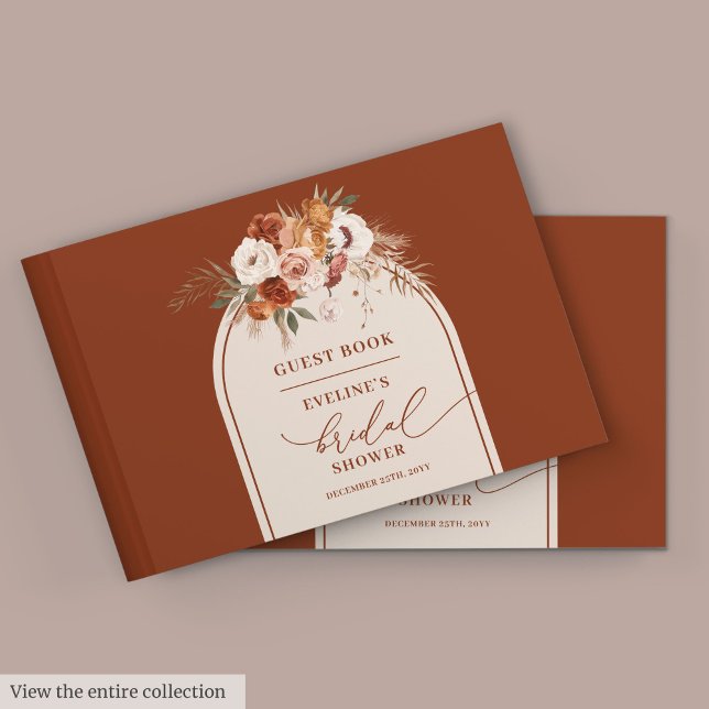 Libro de invitados para despedida de soltera boho  (Vintage rust pampas boho bridal shower guest book

)