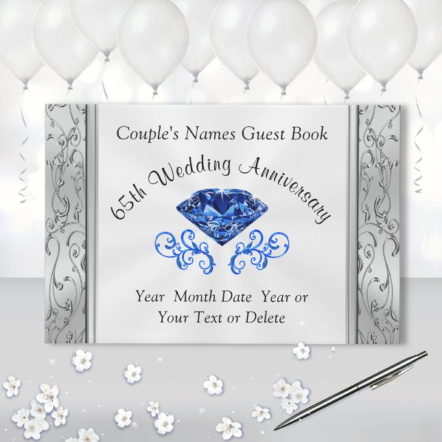 Libro de invitados para el 65º aniversario del Bod (65th wedding anniversary party supplies. Anniversary Guest Book. Sapphire Guest Book. 65th ideas.)