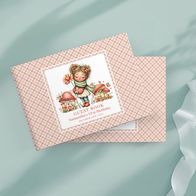 Libro de invitados para el 7º cumpleaños de la had (Cute Mushroom Fairy 7th Birthday Guest Book)