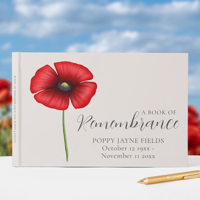 Libro de invitados para el funeral de recuerdo de  (A book of remembrance for your loved one. Add your details)