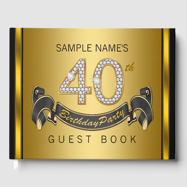 Libro de invitados para fiesta de cumpleaños 40 en (Anverso)