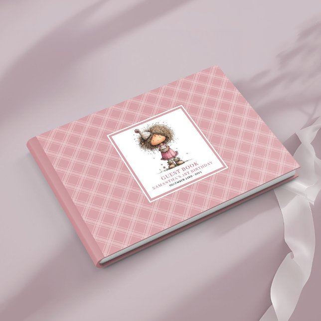Libro de invitados para fiesta de cumpleaños númer (Whimsy toddler girl 1st birthday party guest book)